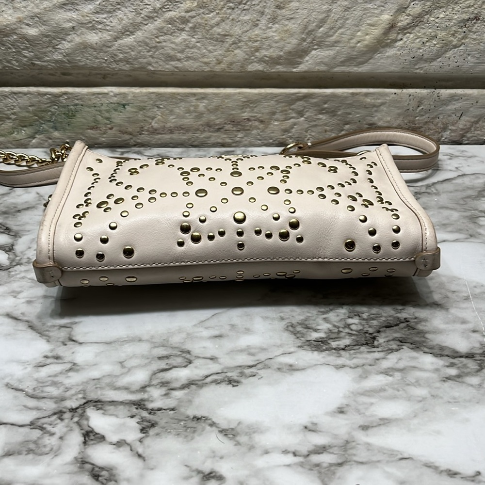 Coach stud Rivet Cream-Gold Leather crossbody purse. In GUC - Picture 6 of 16